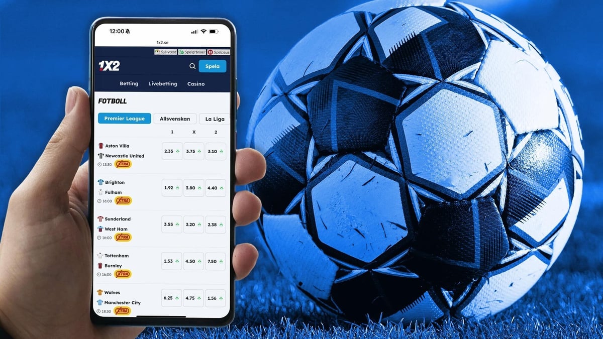 En mobiltelefon som visar Xtra bra odds hos 1X2.