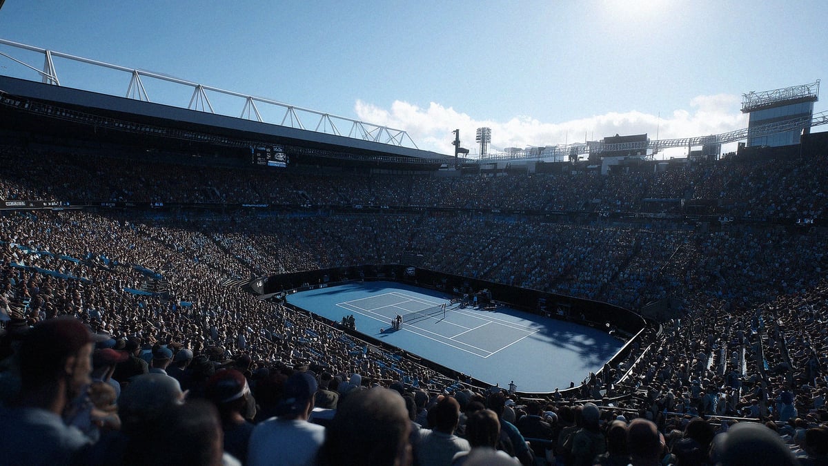 En stillbild från en stor tennisturnering.