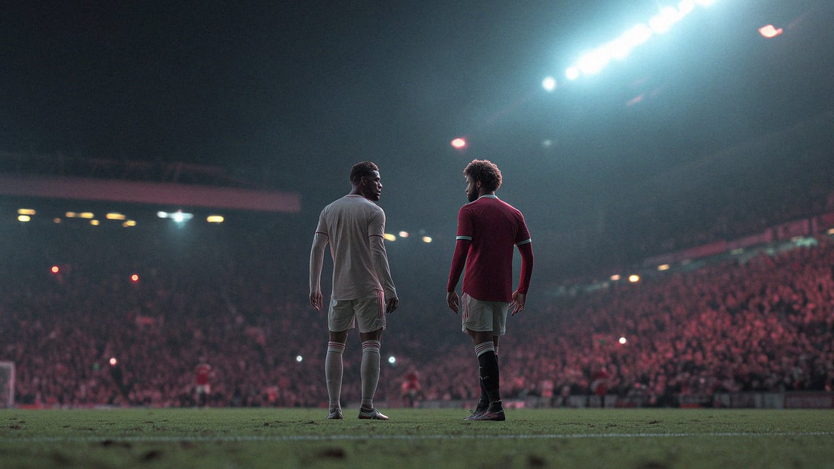Två fotbollsspelare i Champions League står ute på planen.