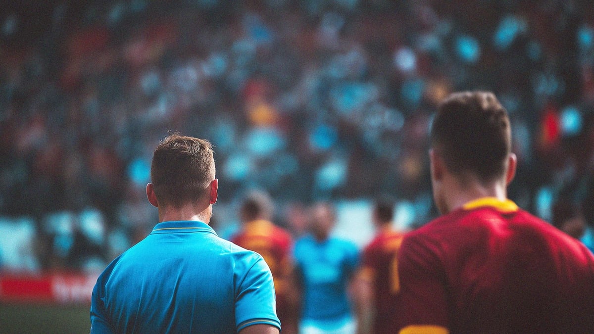 Två fotbollsspelare i serie A står framför på planen vända mot publiken.