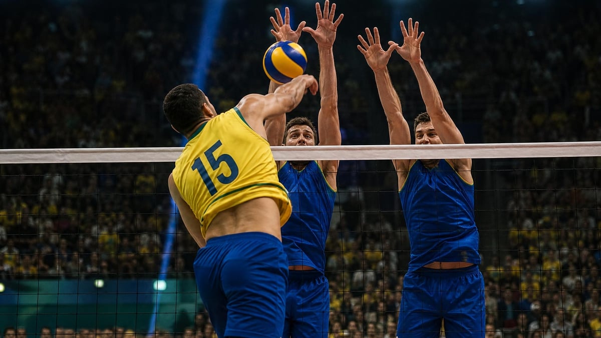 Stillbild från en Volleyball-match.