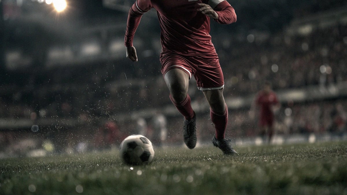 En fotbollsspelare rusar mot bollen.